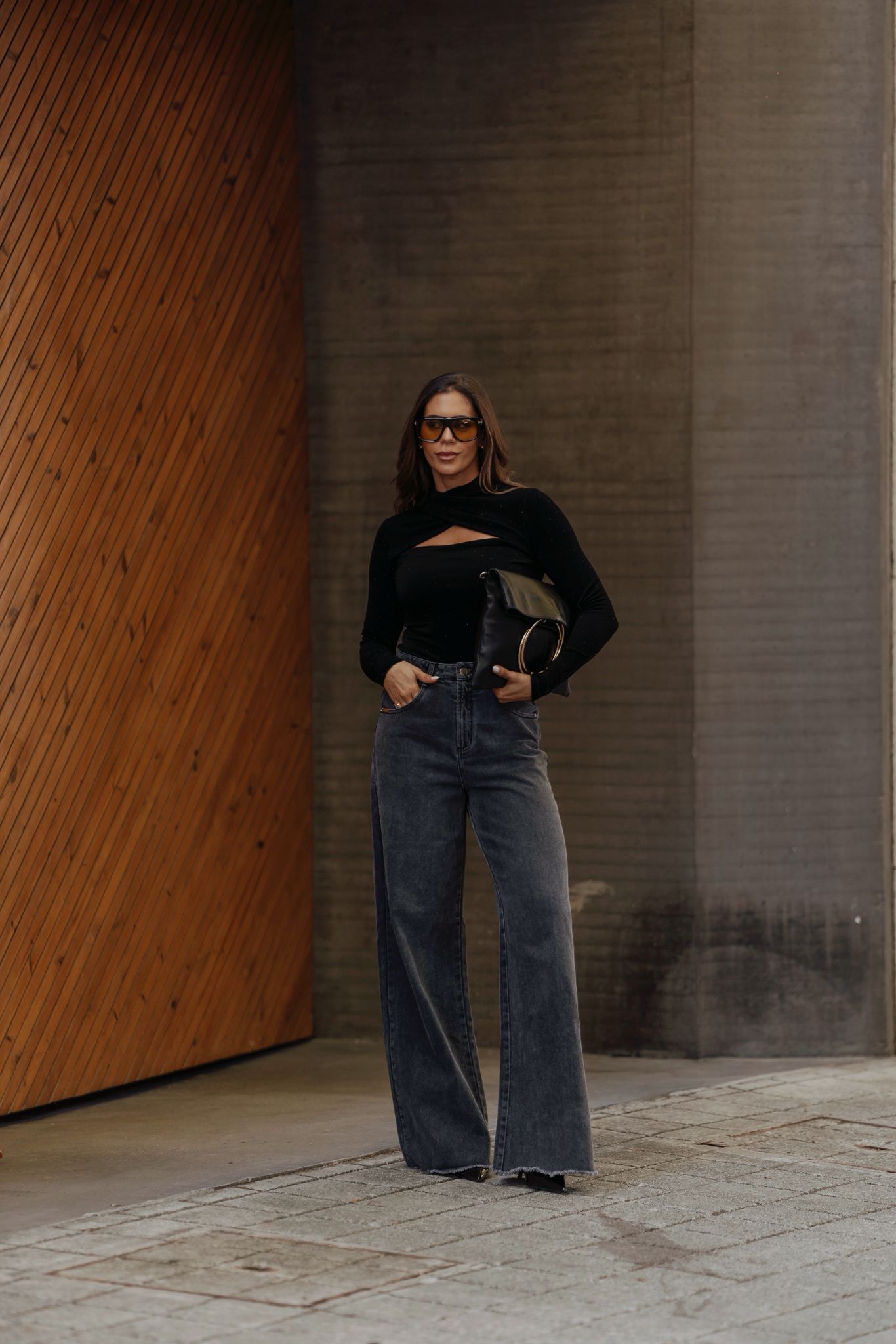 Jeans Wide Leg Cintura Subida