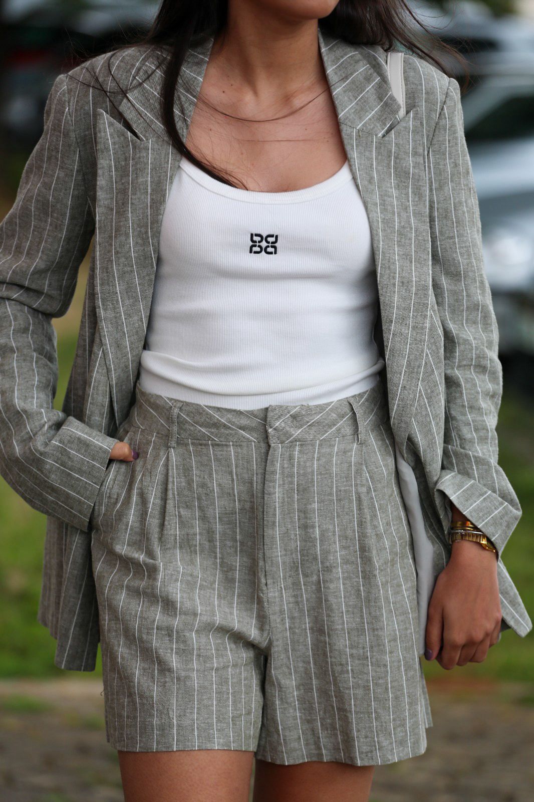 Conjunto Blazer & Calção Risca Fina