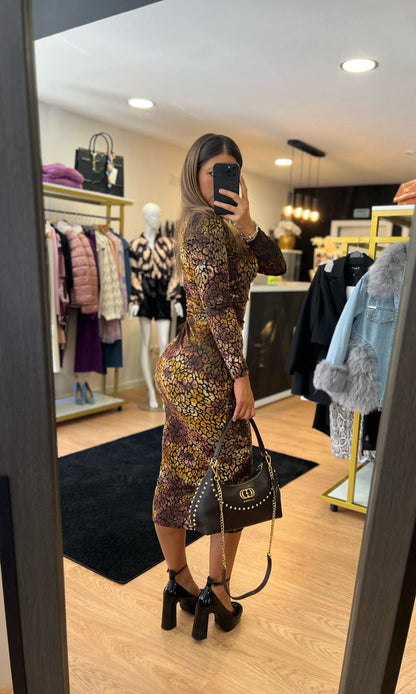 Vestido Midi Animal Print