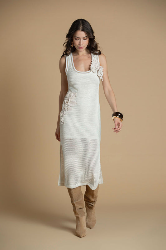 Vestido de Malha com pormenores florais