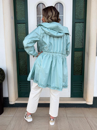Parka Leve com Cintura Ajustável – Verde Claro