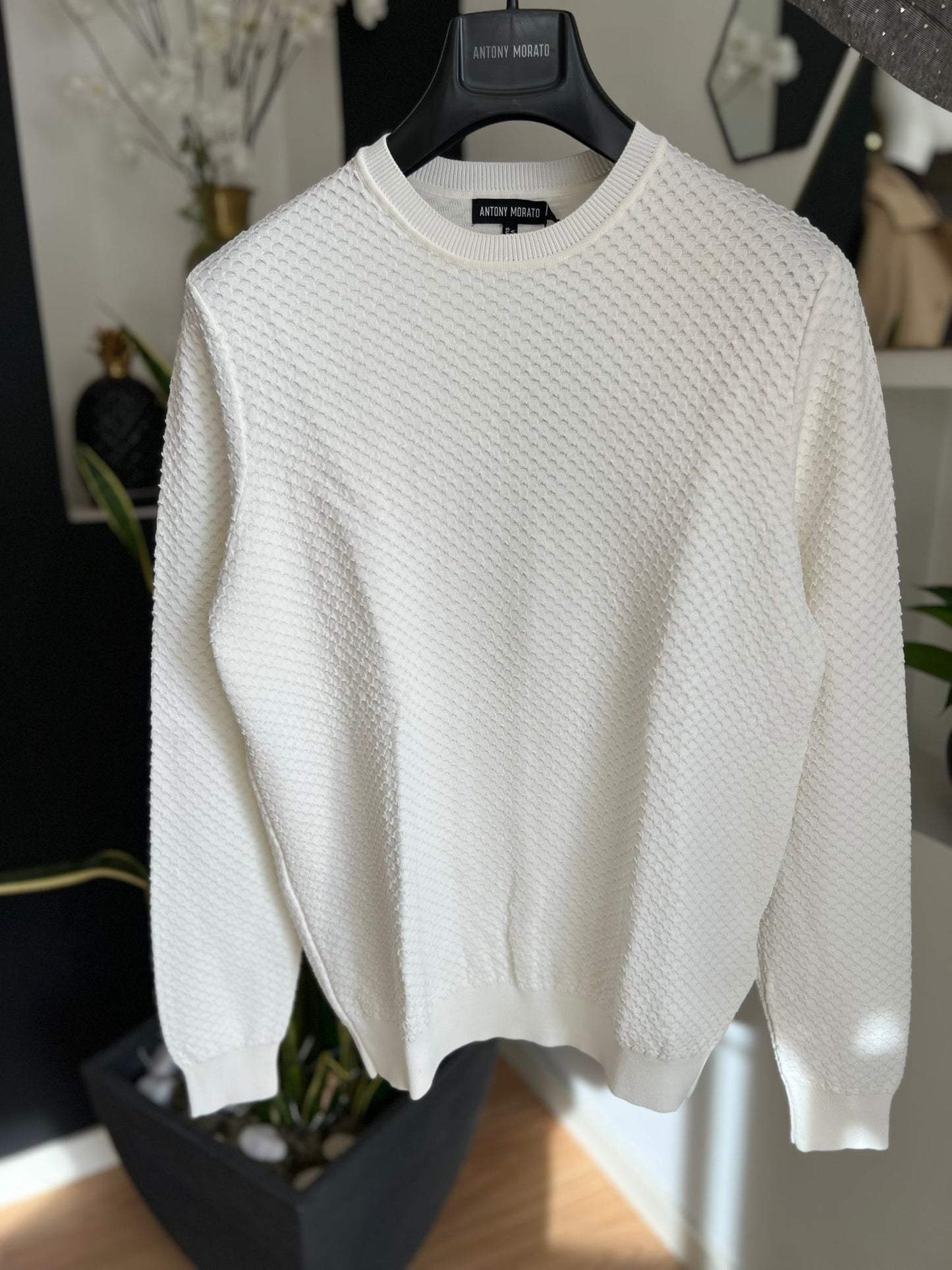 Camisola Antony Morato – Malha Texturada Favos (Branco)