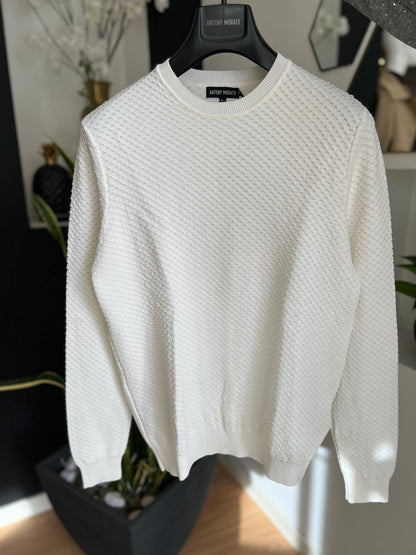 Camisola Antony Morato – Malha Texturada Favos (Branco)