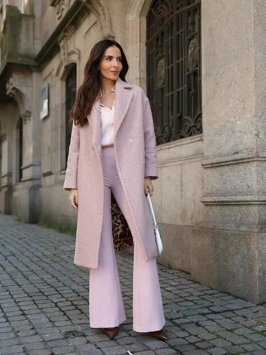 Casaco Rosa Bouclé Elegância