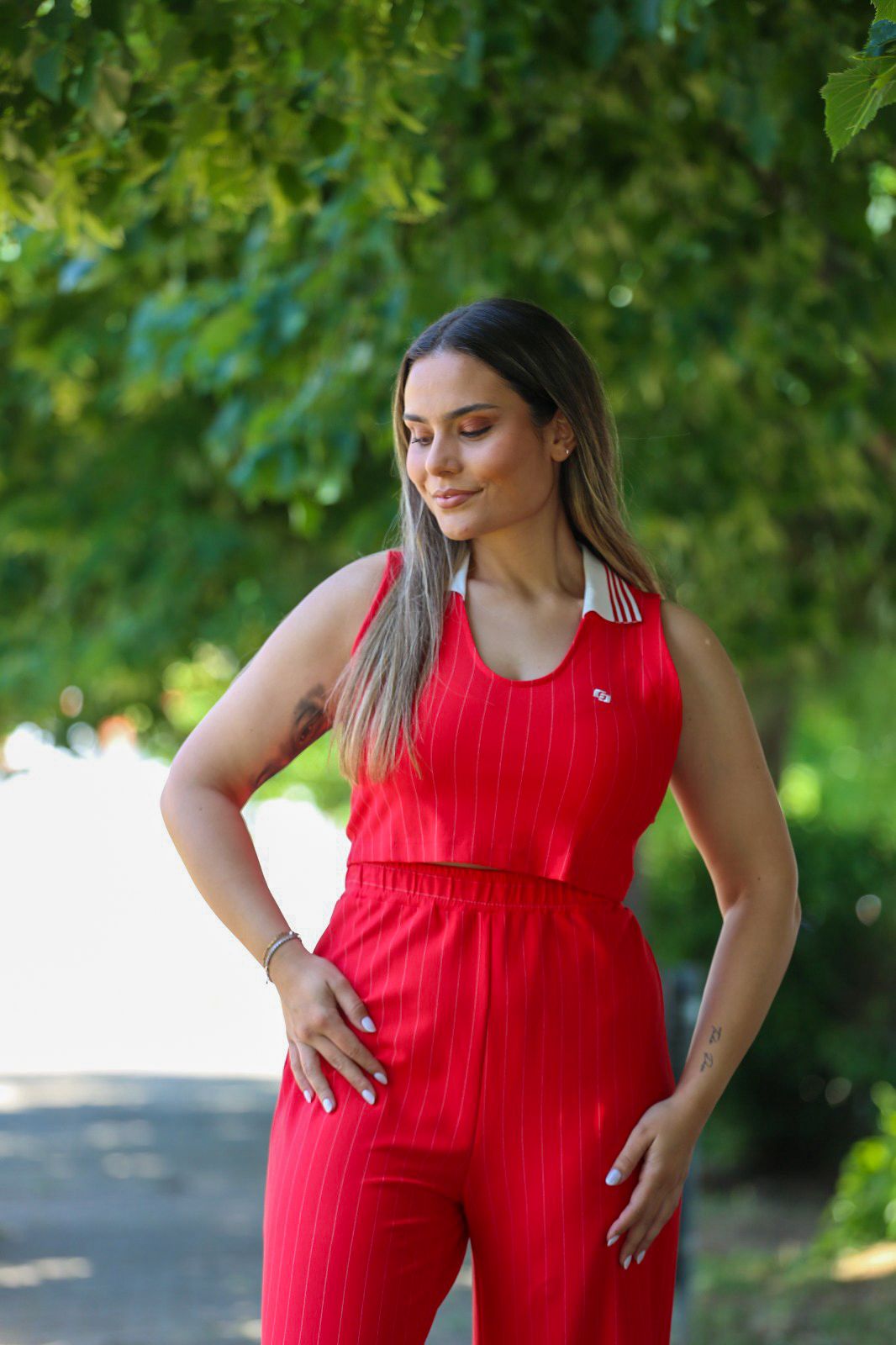 Conjunto Colcci Vermelho Risca