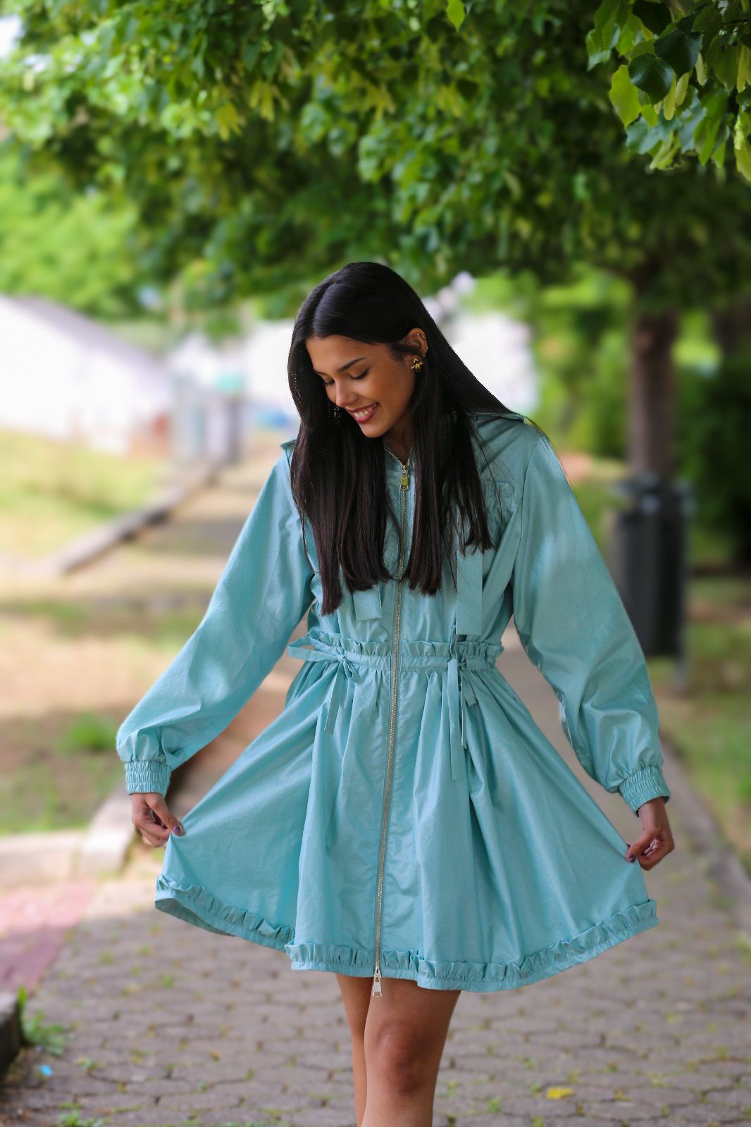 Parka Leve com Cintura Ajustável – Verde Claro