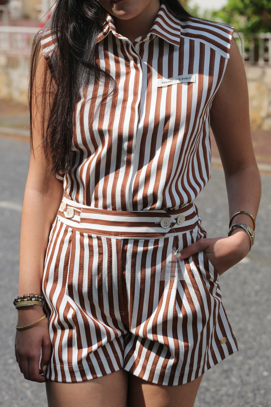 Blusa listrada de corte reto