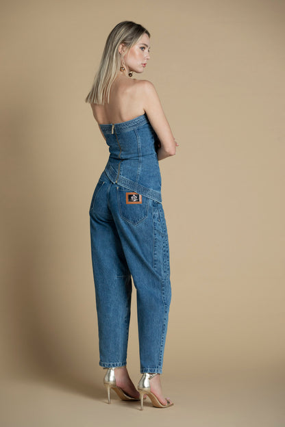 Jeans mom leg cintura subida