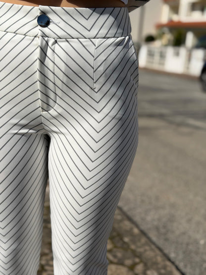 Calça Locoluxo Branca às Riscas