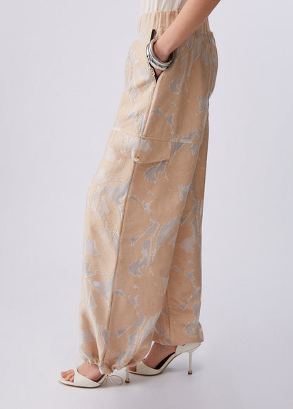 Calças de jacquard de organza