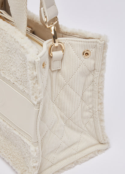 Mala LIU JO em tom creme com textura teddy