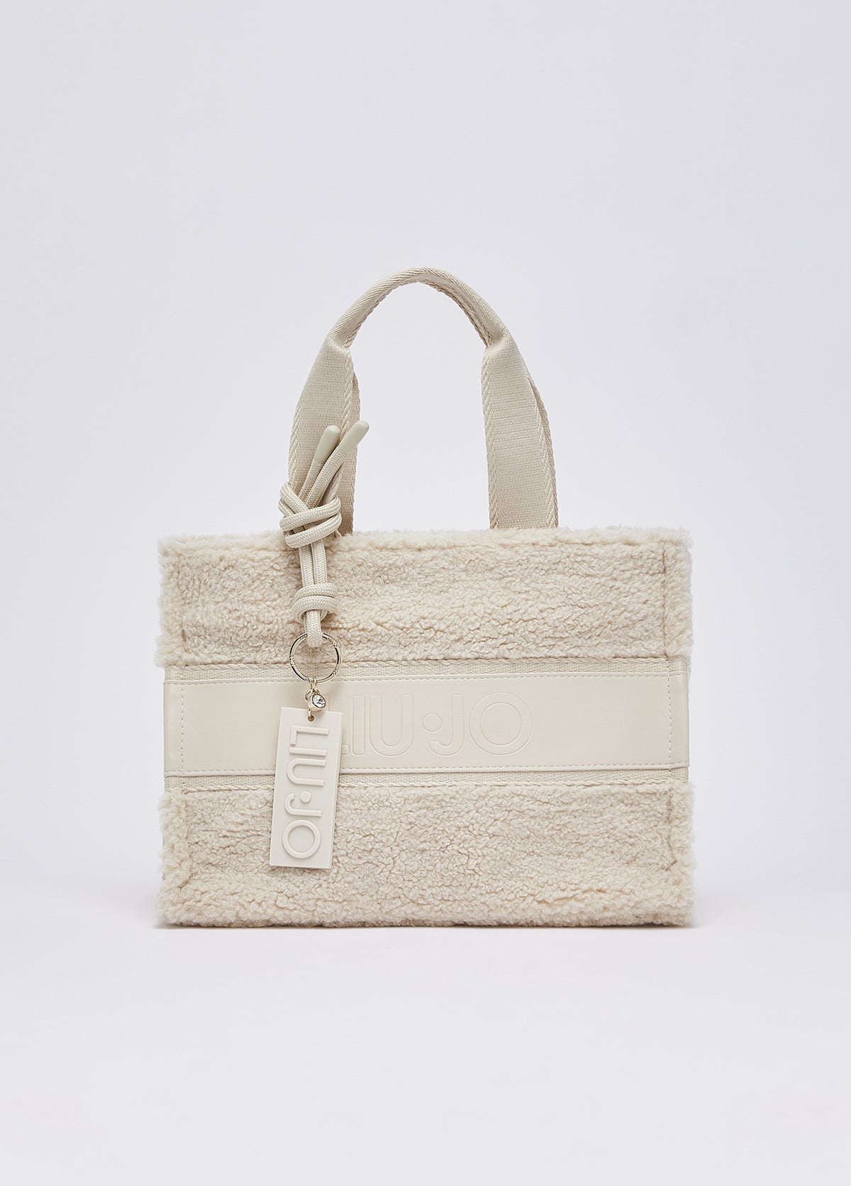 Mala LIU JO em tom creme com textura teddy
