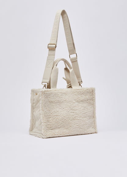 Mala LIU JO em tom creme com textura teddy