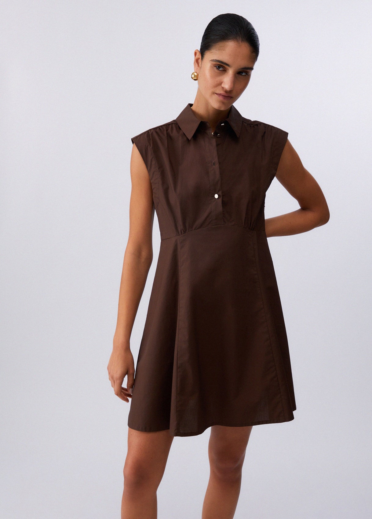 Vestido curto de popeline