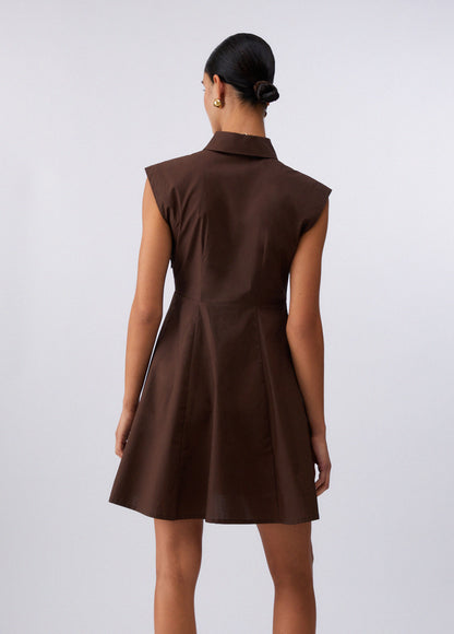 Vestido curto de popeline