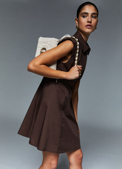 Vestido curto de popeline