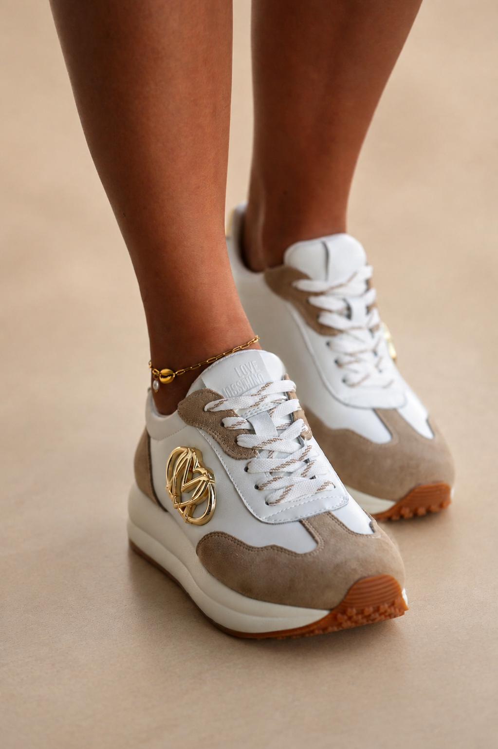 Ténis Love Moschino Branco & Bege