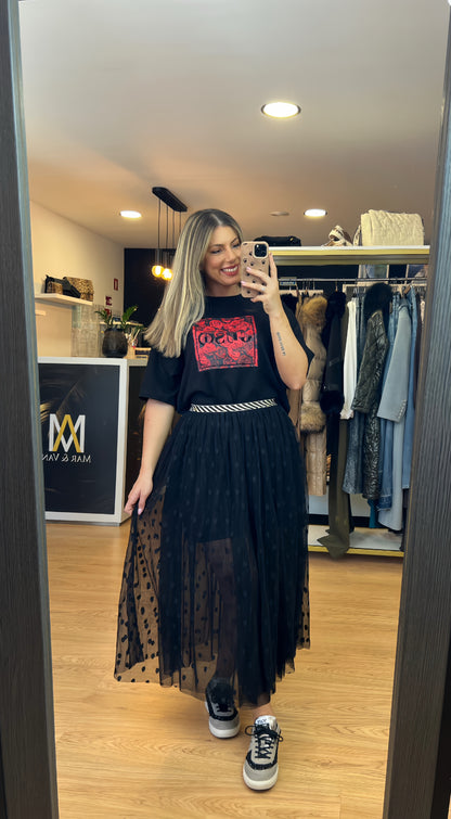 T-shirt Preta Rose Script