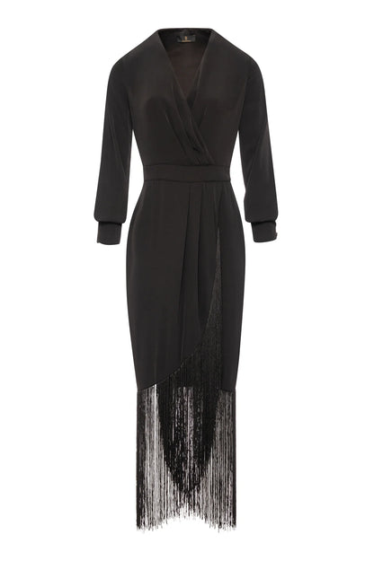 Vestido Preto Fracomina com Franjas