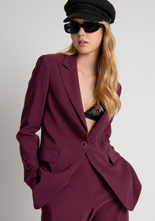 Blazer de corte regular com abotoamento simples