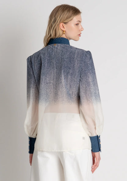 Camisa Fracomina Degradé Azul e Marfim