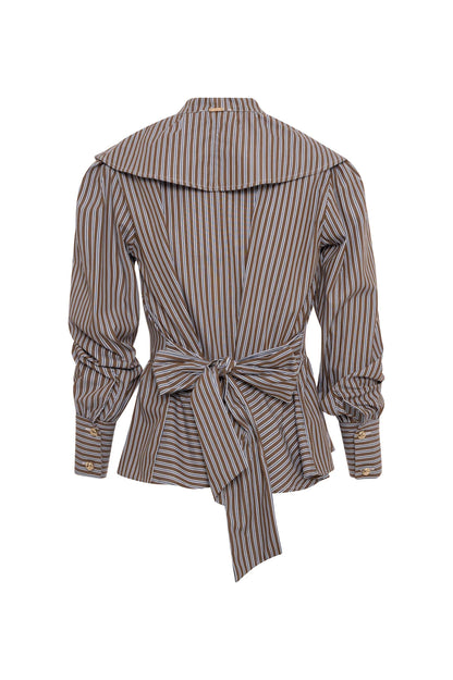Blusa de corte regular com listras e babados