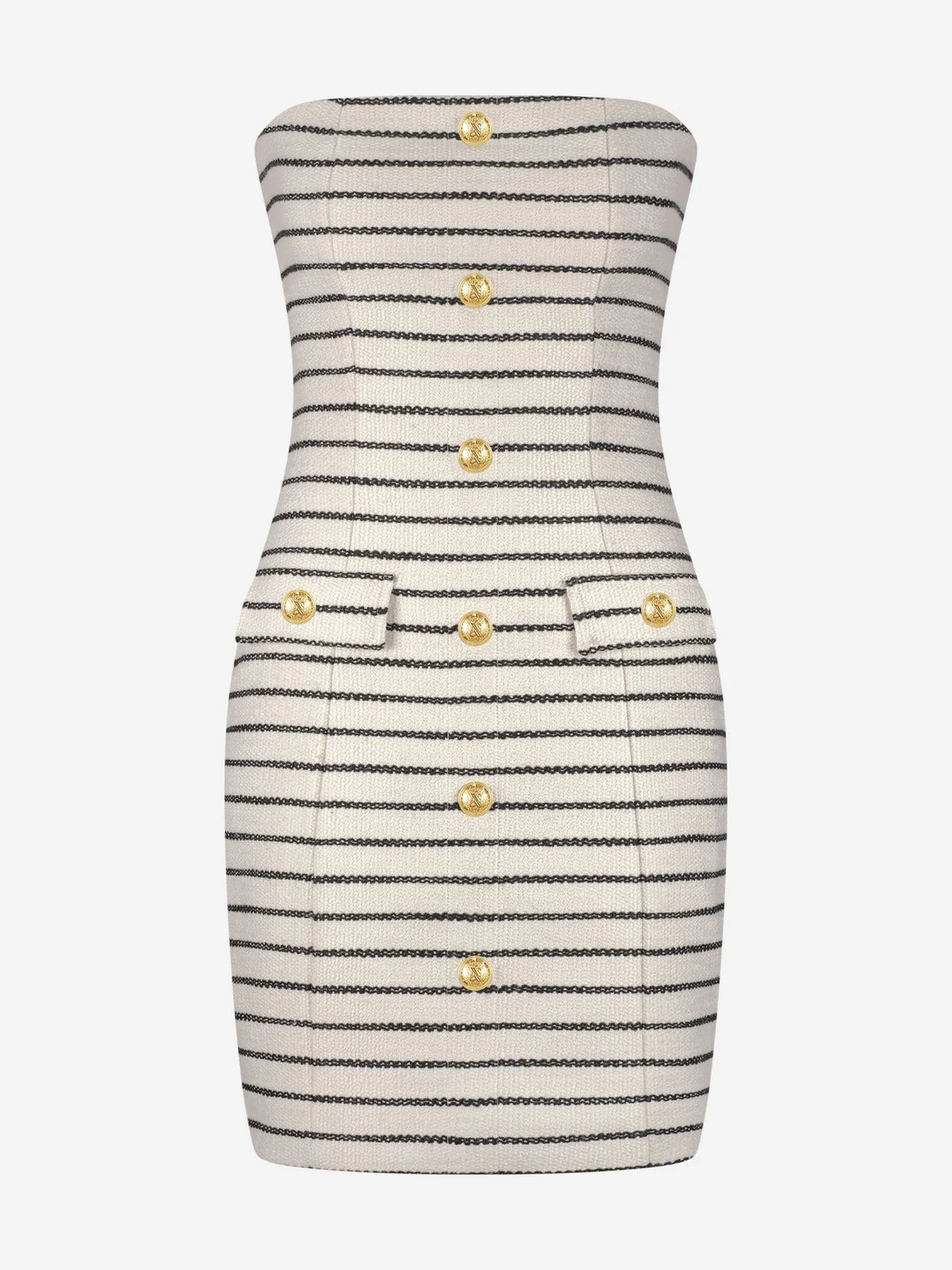 Vestido Cai-Cai Estruturado com Botões Dourados