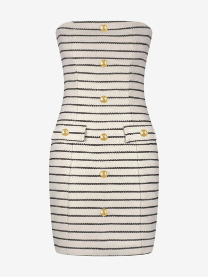 Vestido Cai-Cai Estruturado com Botões Dourados