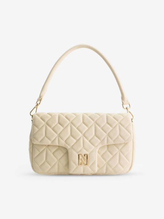 Bolsa de ombro jeans acolchoada com logotipo N