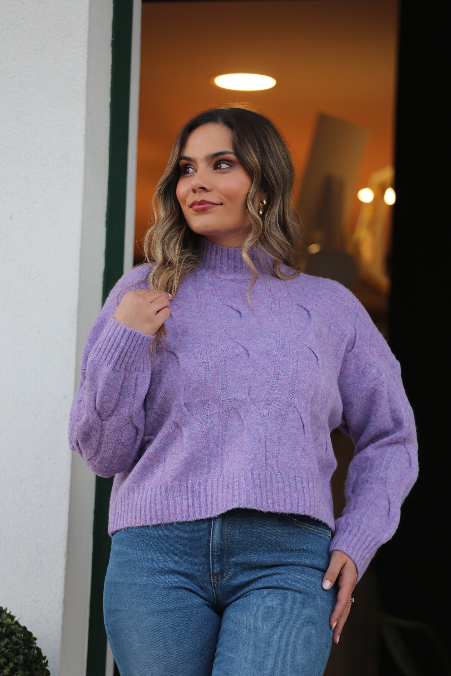 Camisola Lilás Trançada