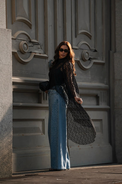 Calças Denim com Brilhantes
