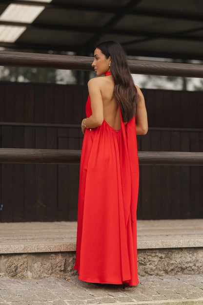 Vestido Halter Acetinado