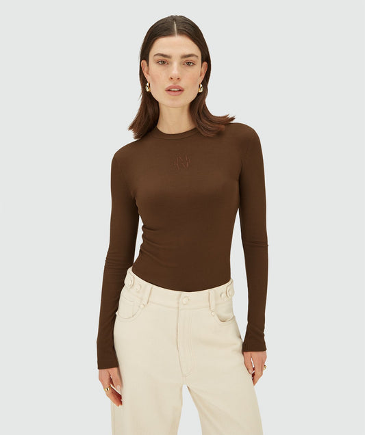 Top super ajustado - Castanho