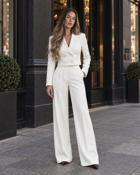 Calça wide leg com pinça