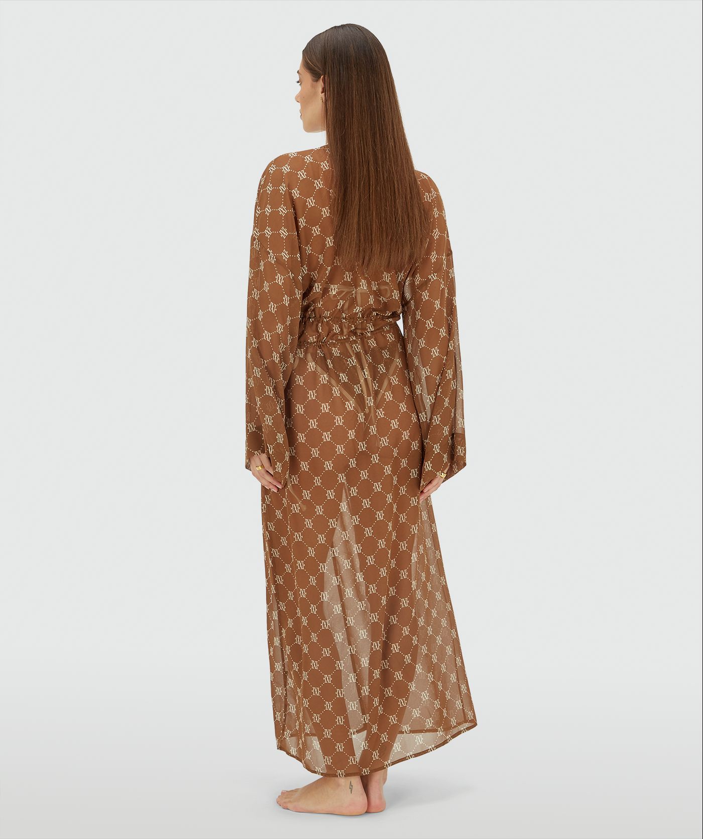 Kimono oversized SIENNA com estampa de logo - marrom