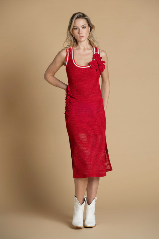 Vestido de Malha com pormenores florais
