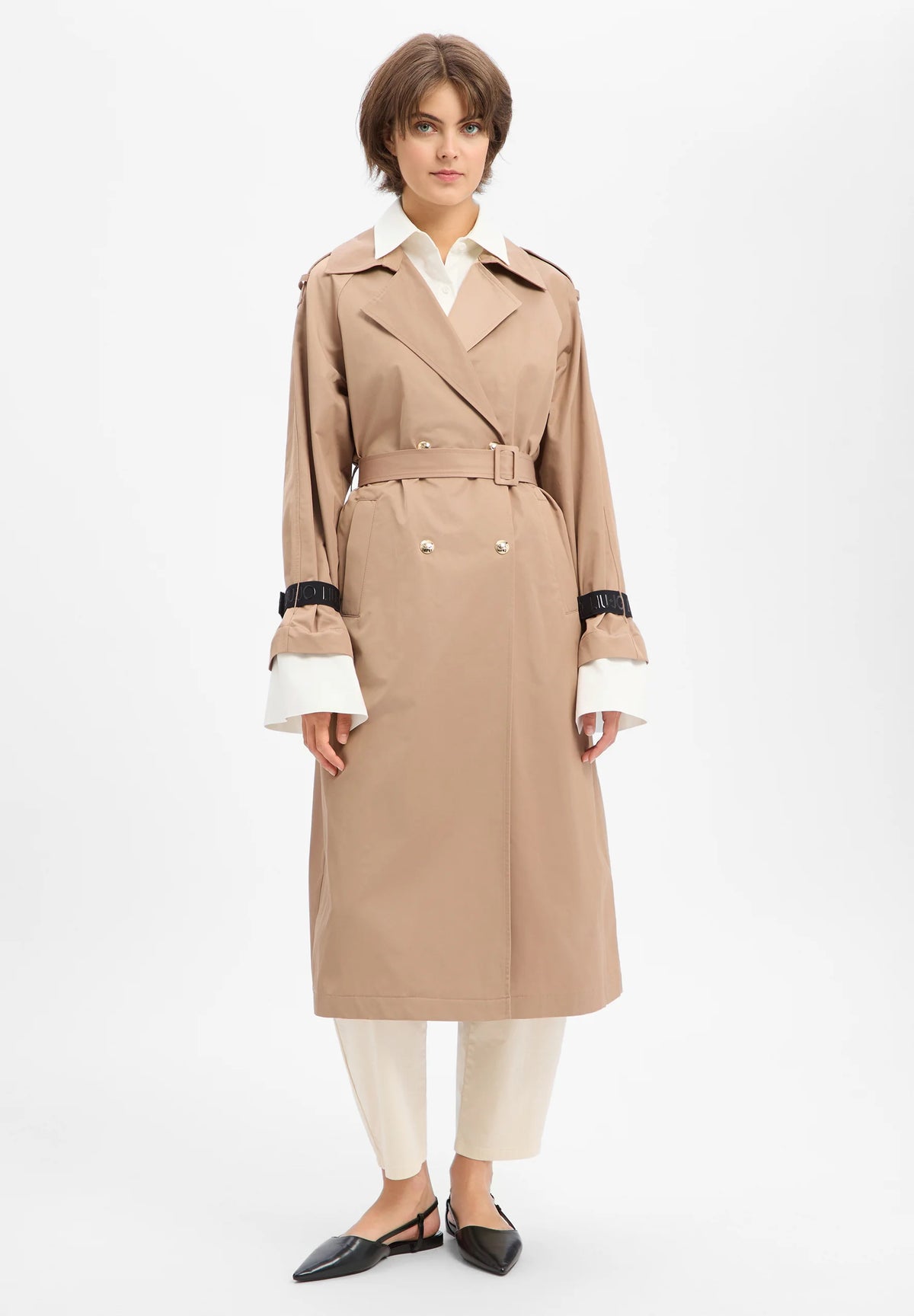 Gabardine longa LIU JO com detalhes em contraste