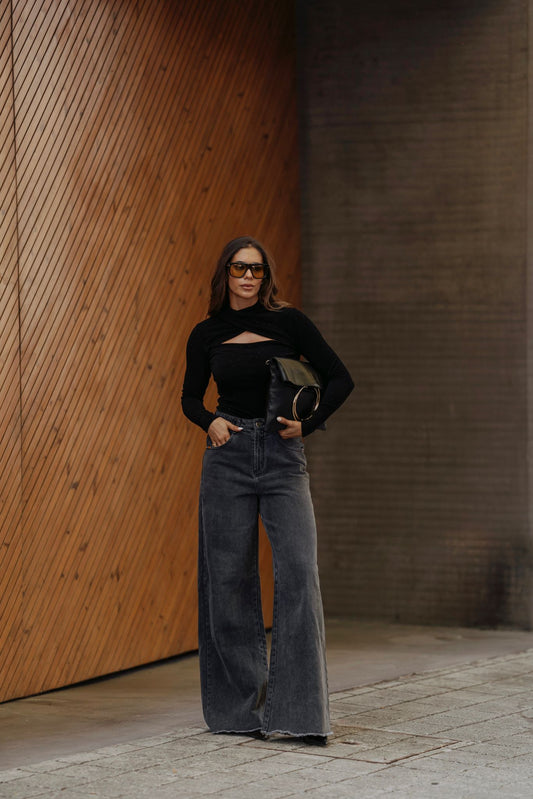 Jeans Wide Leg Cintura Subida