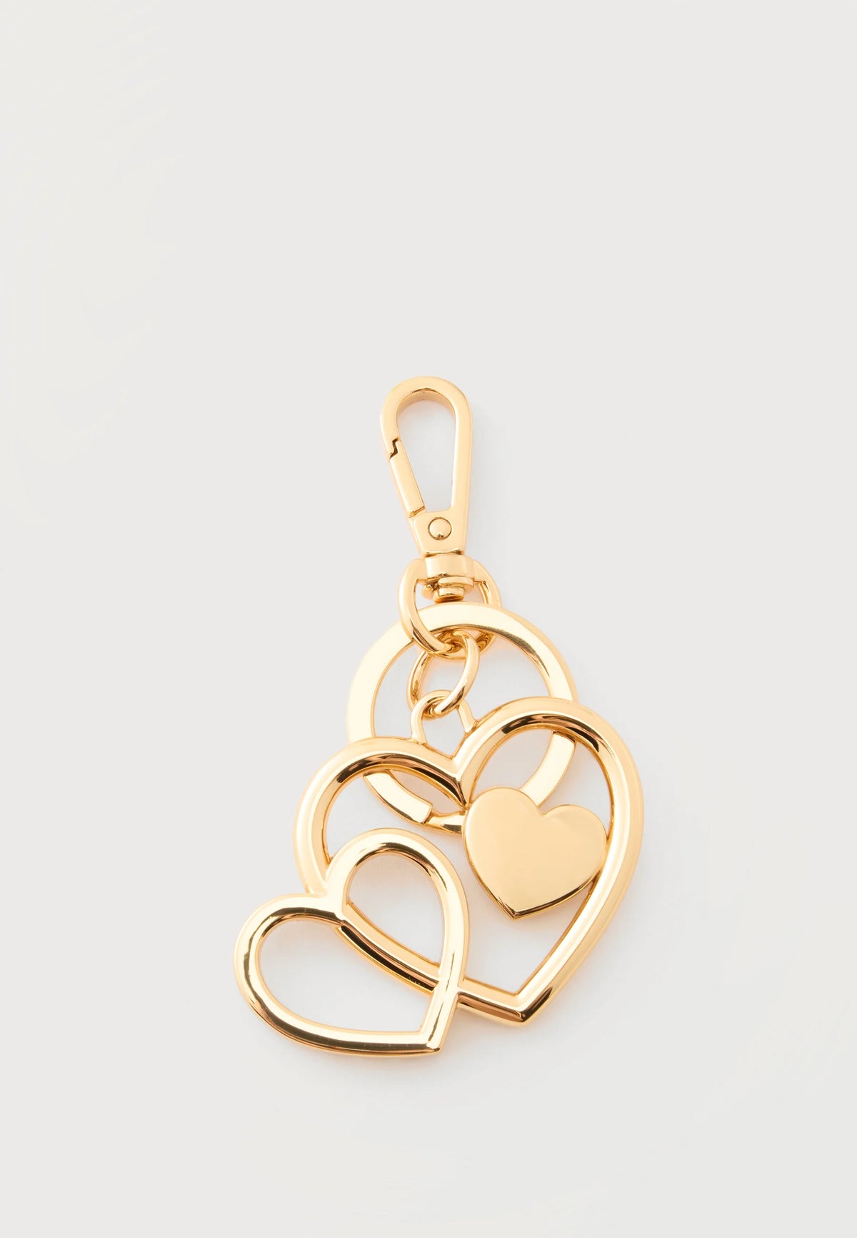 Porta-chaves Corações Dourados com Brilhantes – Love Moschino