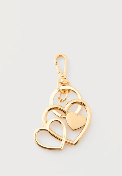 Porta-chaves Corações Dourados com Brilhantes – Love Moschino