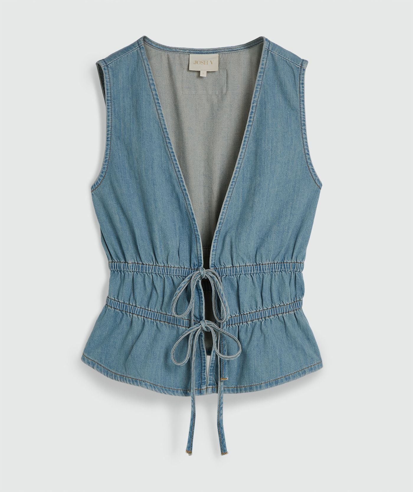 Blusa SEA ajustada com peplum - jeans azul médio
