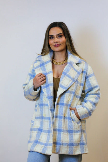 Casaco Xadrez Soft Azul & Creme