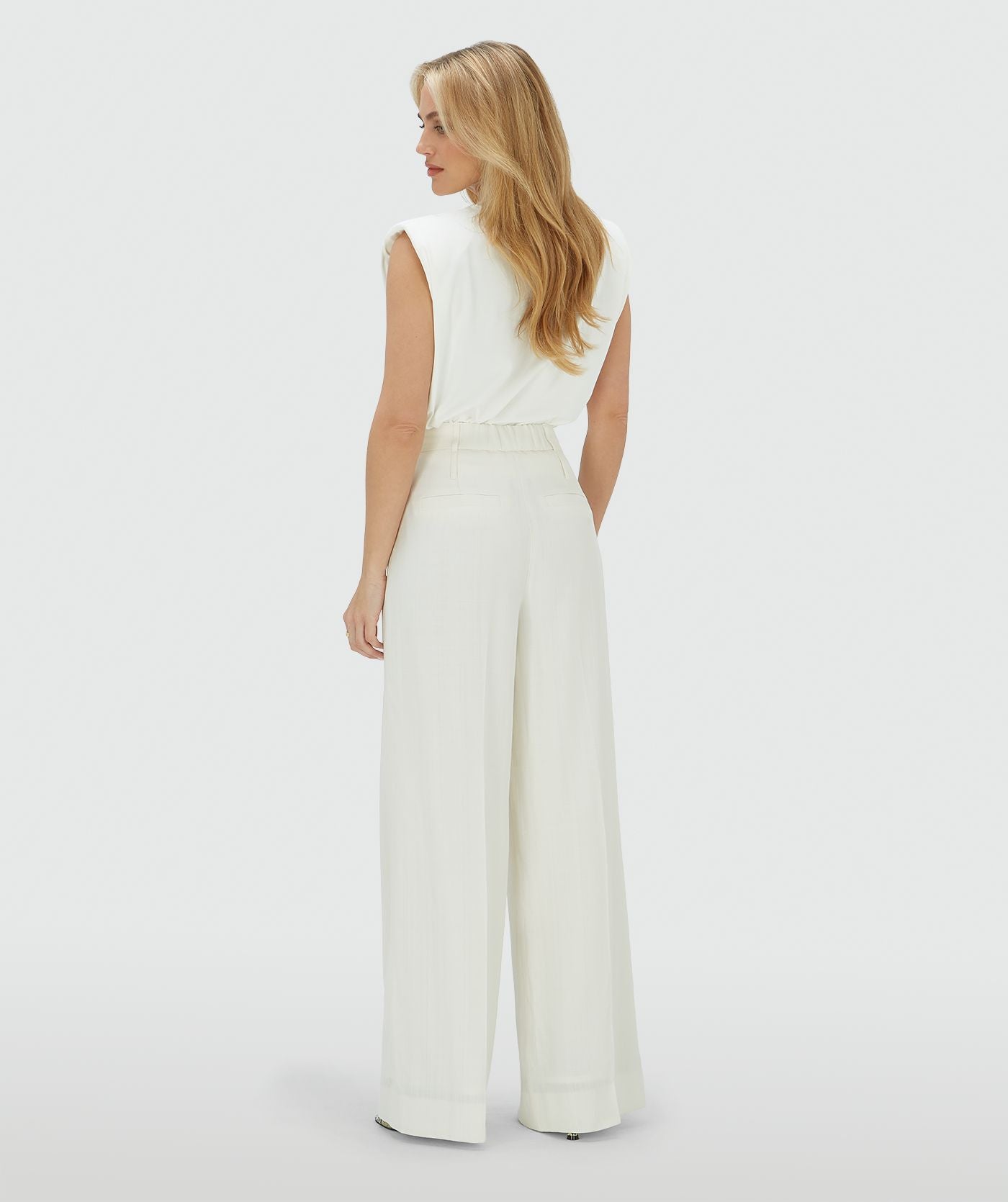 Calças RHYS de cintura alta e pernas largas - branco-creme