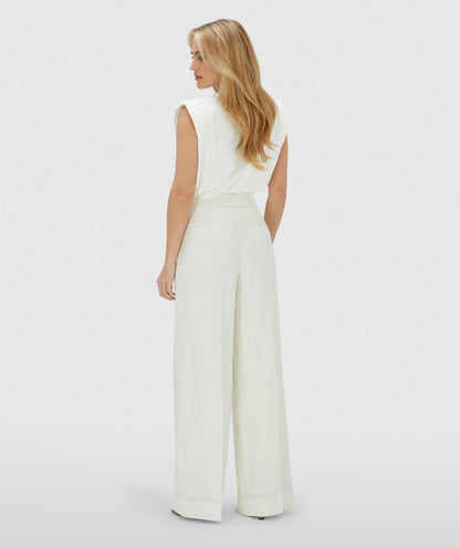 Calças RHYS de cintura alta e pernas largas - branco-creme
