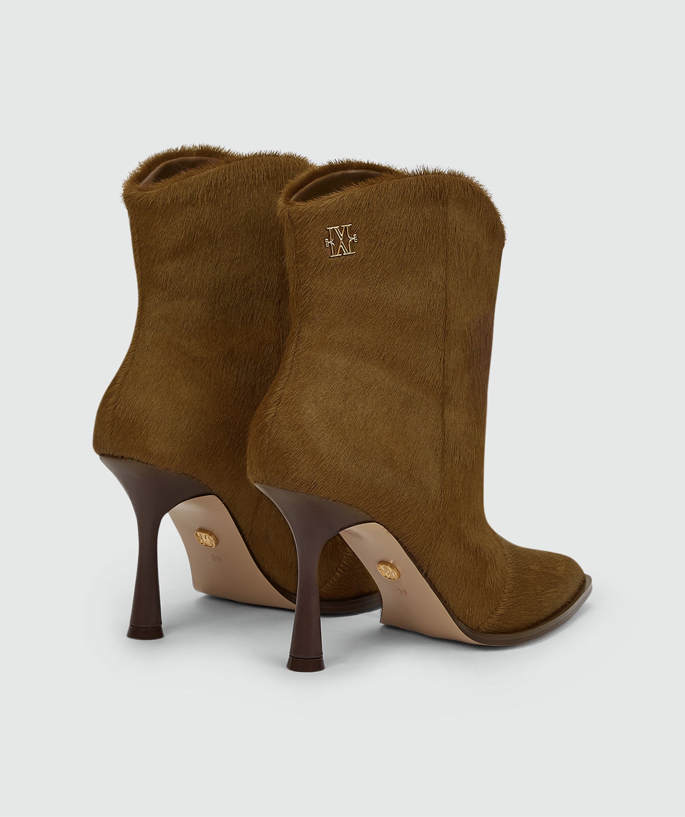 Botas em couro com pelo de pônei - cáqui escuro