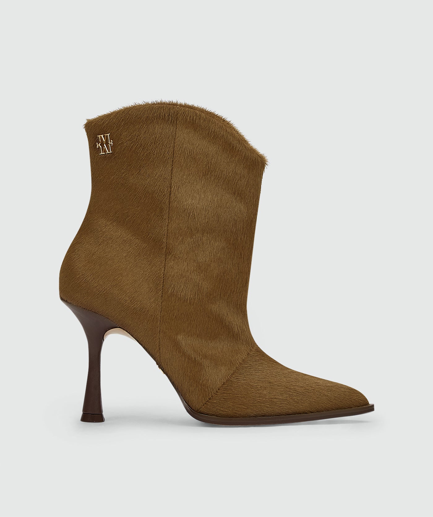 Botas em couro com pelo de pônei - cáqui escuro