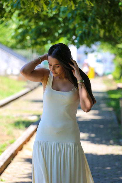 Vestido Midi Creme Fluido