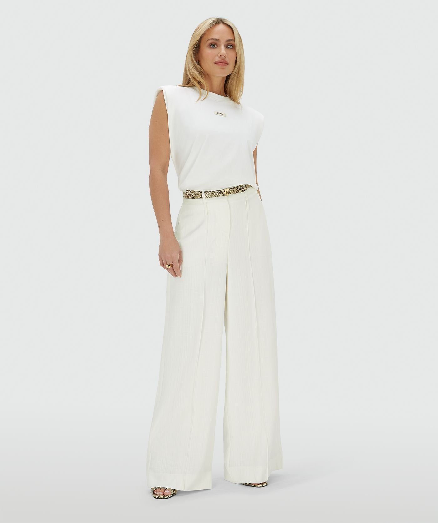 Calças RHYS de cintura alta e pernas largas - branco-creme