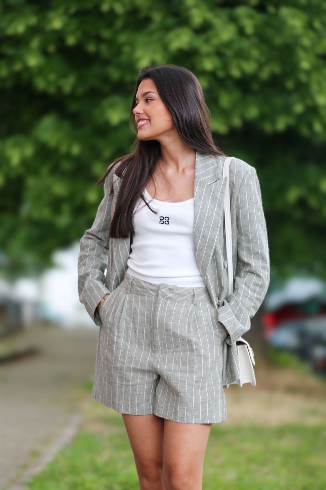 Conjunto Blazer & Calção Risca Fina