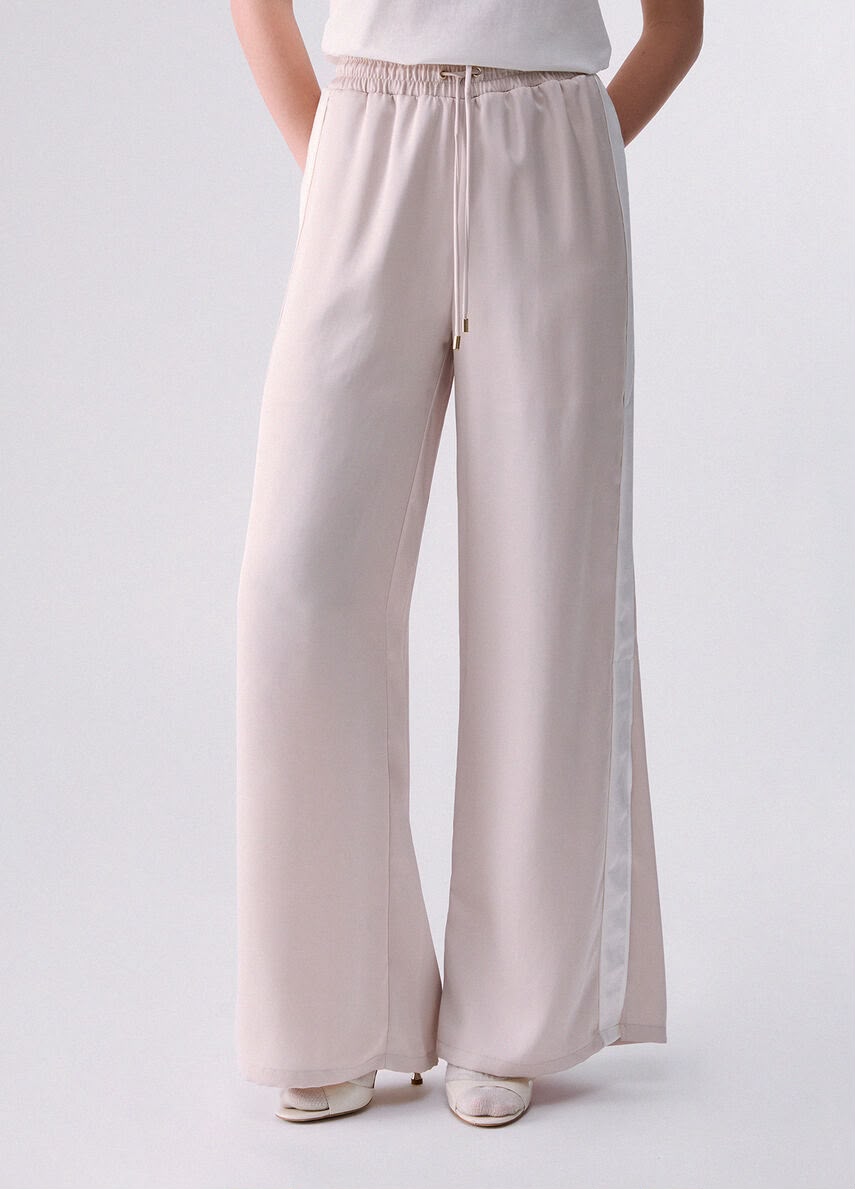 Calça Wide Leg Pérola com Cintura Ajustável